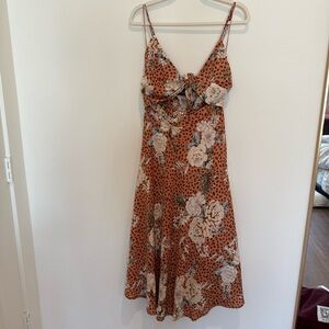 Vici Floral Midi Dress - Brown and Cream